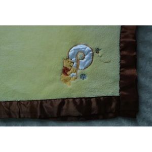 Disney Baby Winnie the Pooh Blanket Lovey Security Yellow Brown Silky Edge P Bee